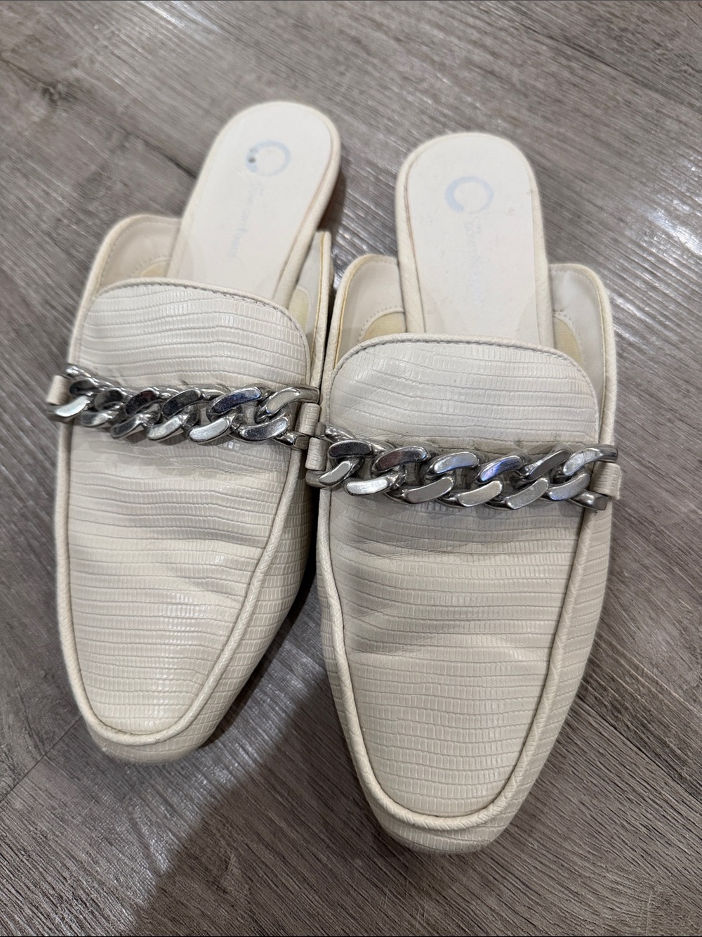 Women's Cream Slip-On Chain Loafers